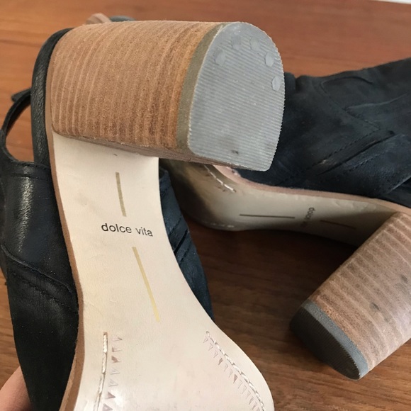 Dolce Vita | Open Heel Suede Leather Ankle Boots Black - Picture 7 of 8